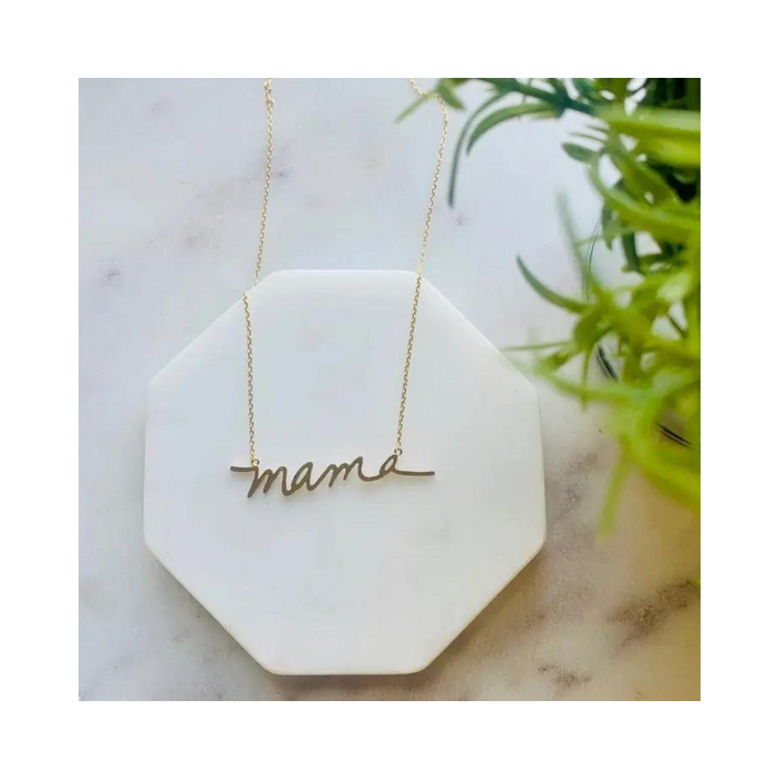 Mama script necklace