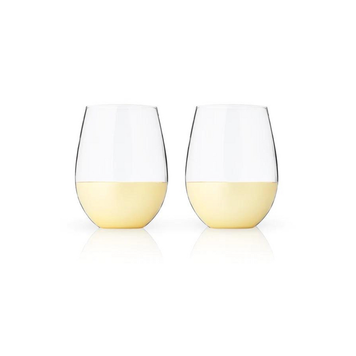 Gold Dipped Stemless Wine Glass