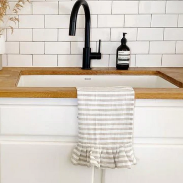 Striped Towel with Ruffle