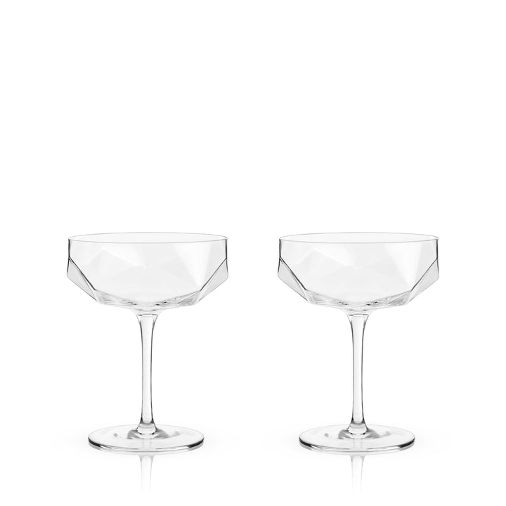 Faceted Crystal Coupe Glasses