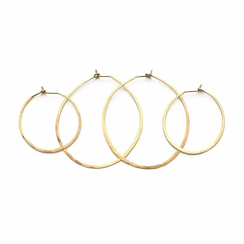Brass Hammered Hoop Earrings by Minds Eye Design